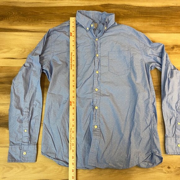 J Crew Shirt Mens Large Blue Woven Button Down Long Sleeve Arrow All Over Print - Picture 3 of 8